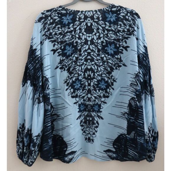 Free People OB818838 Womens Sz S Blue Combo Birds of a Feather Oversized Top - Picture 2 of 10